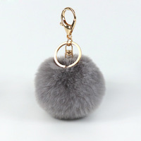 Künstlicher Faux-Rex-Kaninchenfell-Ballanhänger DIY Bunter Plüschball-Accessoire Metall-Schlüsselanhänger Taschenanhänger Karabinerverschluss Flachring