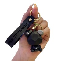 Porte-clés créatif en silicone en forme de petit ours, pendentif pour clés de voiture ou de couple, décoration de sac à dos, anneau porte-clés en plastique