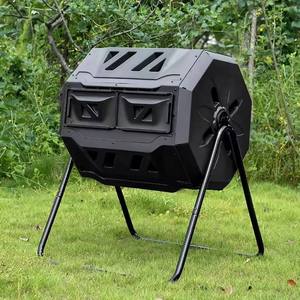 43 Gallon Black Door Outdoor Tumbling Composter Dual <strong>Rotating</strong> Batch <strong>Compost</strong> <strong>Bin</strong> - Product Image 1