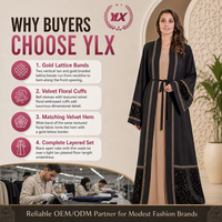 Robe Abaya noire à franges faite à la main élégante robe islamique chic et modeste pour dames décontractée Jalabiya en taille XS en polyester