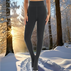 Plus Size Black Casual Seamed High Elastic Breathable Fleece Thick Winter Women's Warm Leggings - Product Image 2