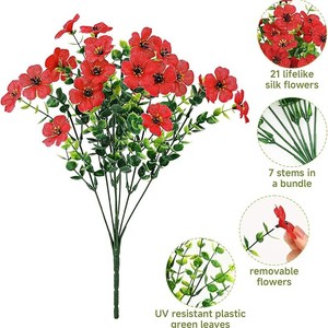 Bouquet de fleurs artificielles Jinhe en plastique et soie, résistant aux UV, pour la décoration intérieure et extérieure du printemps - Product Image 4