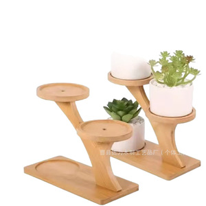 Bamboo Wood Multi Tier Flower <b>Stand</b> 3 Floors Desktop Plant Rack For Indoor Green Plants And <b>Pots</b> - Product Image 5