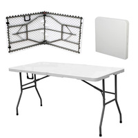 Vente en gros à bas prix de tables pliantes de jardin d'extérieur en plastique HDPE blanc pour salle à manger