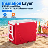 Table pliante avec glacière 28L, glacière à roulettes, rangement alimentaire pour fêtes en extérieur, chaises pliantes ODM