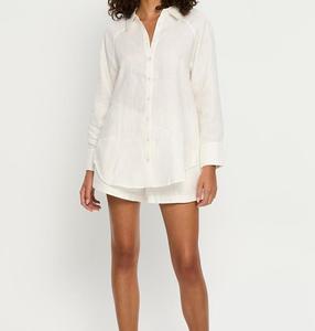Camisa DE LINO DE mejor valor para mujer de manga larga con decoración de botones adecuada para uso diario informal - Product Image 1