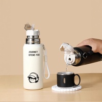 Bouilloire portable moderne pour le Moyen-Orient, 500 ml, en acier inoxydable, avec double couvercle, isotherme sous vide, maintien au chaud 6-12 heures