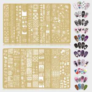 XY-CN série or français Nail Art timbre plaques multi-conception ligne modèles fleur Image modèle acier inoxydable timbre outil - Product Image 4
