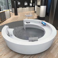 Réception de bureau blanche au design rond personnalisé en finition brillante