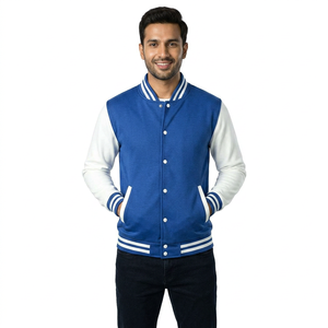 Veste de baseball pour homme en chenille brodée personnalisée, col rabattu, veste oversize pour homme - Product Image 1