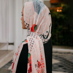 Jingtai Keffiyeh d'automne, <span class=keywords><strong>Hijab</strong></span> Shailah marron, foulard islamique arabe pour les femmes musulmanes portant le foulard palestinien - Product Image 4
