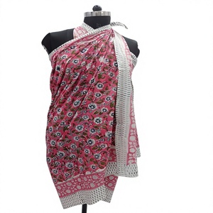 Oferta Especial: Pareos de Playa para Mujer, Tipo 100% Algodón, Estampado a Mano Indio, Tela Suave de Voile, Pareo de Verano, Seda - Product Image 1