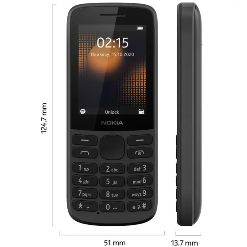 Nokia215 4G çift SIM kart 2.4 inç kablosuz FM radyo klavye özelliği ile 1150mAh uzun bekleme süresi telefon