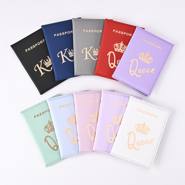 Queen King PU Leather Passport Wallets & Covers Fashion Trip Portable Custom Logo Couple Promotion Gifts
