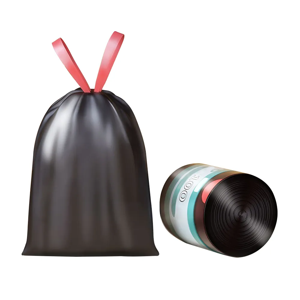 Handle Tie Trash Drawstring Biodegradable Compostable Plastic Garbage Bag with Household on roll