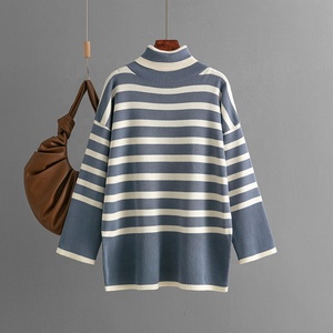 <span class=keywords><strong>Pull</strong></span> col roulé rayé pour <span class=keywords><strong>femme</strong></span>, <span class=keywords><strong>grande</strong></span> <span class=keywords><strong>taille</strong></span>, ample, décontracté, tricoté, style streetwear, manches longues, <span class=keywords><strong>pull</strong></span> basique tendance - Product Image 6