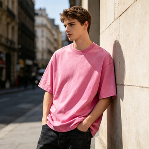 Streetwear 100% Cotton Acid Wash Oversized Men <b>Tshirt</b> Custom Logo Urban Style Drop Shoulder Substantial Premium T Shirt - Product Image 1