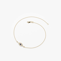 Bijoux personnalisés Bracelet à breloques mauvais œil en argent sterling 925 avec diamant CZ et saphir Plaqué or Bijoux fins Bracelets pour femmes