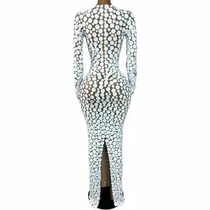 Abito Lungo <span class=keywords><strong>da</strong></span> Donna in Tulle Bianco a Pois, Elegante e Sexy per Serate, Matrimoni, Servizi Fotografici e Spettacoli - Product Image 3