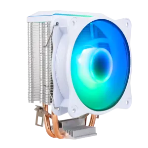 SAMA库存白色rgb游戏电脑冷却散热器热管处理器空气冷却中央处理器空气冷却器，带2个铜管