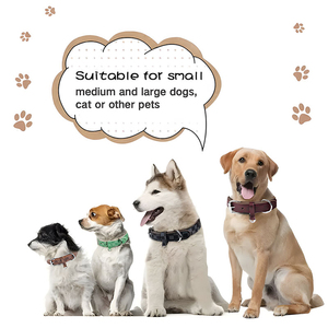 Collar de perro de cuero suave para perros pequeños y medianos Durable ajustable a prueba de olores PU Plaid collares para mascotas con a prueba de óxido - Product Image 3