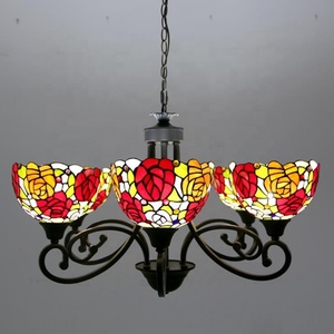Lámpara de Araña Moderna de Lujo LongHuiJing con Cristales de Vitral Amarillo y Diseño Floral para Sala de Estar - Product Image 5