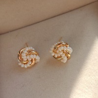 Anting Mutiara Air Tawar Geometris Aimgal Buatan Tangan Berlapis Emas 18K Perak 925 Premium untuk Pesta & Liburan