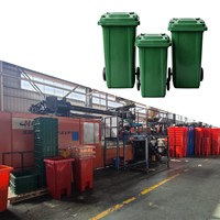 Poubelle extérieure Preface 360L en plastique HDPE avec couvercle, quatre roues, bac à déchets mobile pour centre commercial, parking