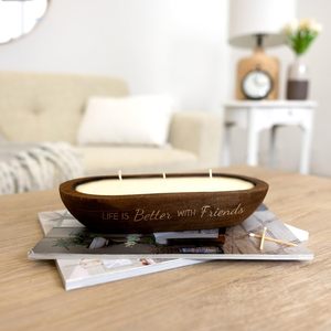 Vela aromática de cera de soja de 9 oz en tazón de madera ovalado de Pavilion Gift Company, con aroma a jazmín blanco, para decoración del hogar. - Product Image 2