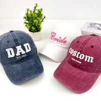 Algodón lavado desgastado Vintage papá sombreros sin estructura Logo bordado gorra de béisbol personalizada