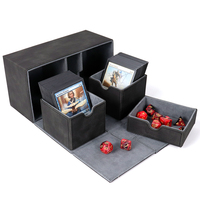UNICORN GAME PLUS 2024 – Étui de rangement pliable carré classique en cuir PU premium avec double plateau pour plus de 200 jeux de cartes et impression de deck personnalisée