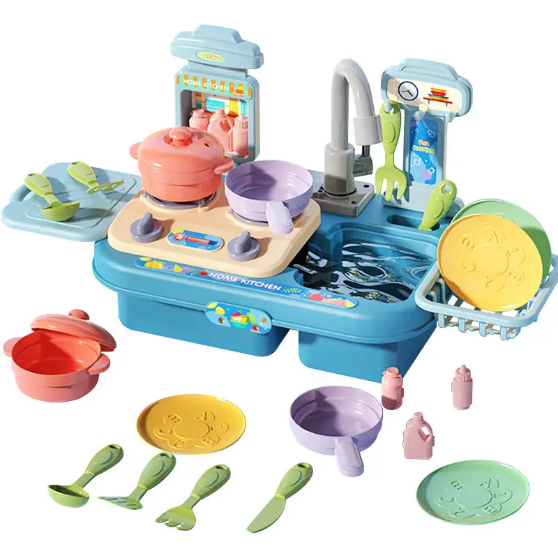 Set lavastoviglie giocattolo per bambini gioco di imitazione Set di giocattoli da cucina lavastoviglie elettrica per bambini da 1 a 8 anni gioco di ruolo per famiglie al coperto