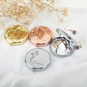 UIONEN Miroir de Maquillage Classique Personnalisé en Métal, Technique d'Impression, Pliable, Design Doré, Artisanat DIY 0230 Bureau - Product Image 6