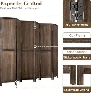 <span class=keywords><strong>Paravent</strong></span> de séparation de pièce 6 panneaux, style <span class=keywords><strong>ancien</strong></span>, avec panneaux pliables réglables à 360°, pour l'intimité dans la chambre, le salon, la terrasse - Product Image 3