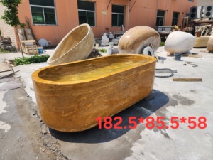 Baignoire ovale autoportante de luxe en travertin, <span class=keywords><strong>jacuzzi</strong></span> moderne pour 2 personnes, design de salle de bain d'hôtel - Product Image 2