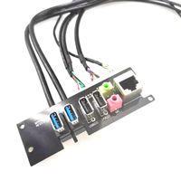 Panel Frontal para Caja de Ordenador con Puerto LAN Ethernet y USB 3.0 + USB 2.0, Puerto de Audio, Micrófono, Auriculares y Cable