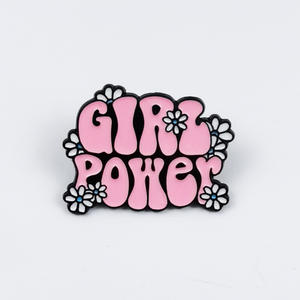 Broche créative en forme de fleur et lettre anglaise, motif cœur de dessin animé, badge métallique pour petite fille, design goutte d'huile, accessoire décoratif - Product Image 6