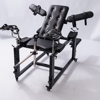 Chaise de bondage HM, support pour baguette vibrante, godet de masturbation, écarteur de jambes, menottes, machine sexuelle érotique, mobilier BDSM, pour femmes, noir