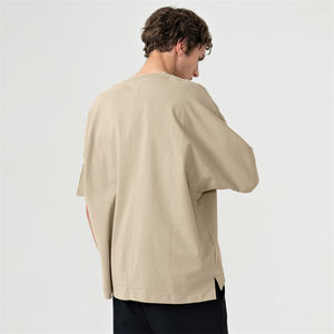 Venta al por mayor 100% algodón 240gsm sólido tejido Vintage manga corta logotipo personalizable lavado ácido camisetas de hombre - Product Image 3