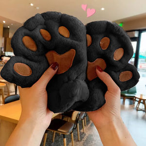 New <strong>Cute</strong> Cartoon Cat Claw Winter Plush Half Finger <strong>Gloves</strong> for Ski Cycling &amp; Travel-Fashion - Product Image 2