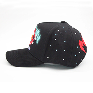 Casquette de baseball 5 panneaux de haute qualité, brodée en 3D, en coton, doublée satin, motif flamme, Problematic and Dangerous Problematic Records - Product Image 3