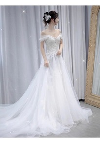 <span class=keywords><strong>Abito</strong></span> <span class=keywords><strong>da</strong></span> sposa <span class=keywords><strong>monospalla</strong></span> leggero per <span class=keywords><strong>cerimonia</strong></span> di fidanzamento nuziale - Product Image 4