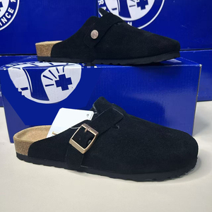 Новые модные сабо Birkenstock <span class=keywords><strong>2025</strong></span> года из денима и натуральной кожи с увеличенной пробковой подошвой, полузакрытые, для зимнего сезона - Product Image 6