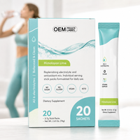Pour les sachets de poudre d'électrolytes OEM 3,7 g, saveur citron vert de l'Himalaya |   Tous les 6 électrolytes sans sucre, végétaliens, cétogènes, 20 sachets