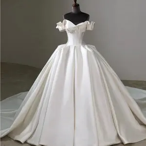 Feishiluo vestidos de noiva, vestido de noiva novo design marfim, tomara-que-caia, macio, de cetim, customizado