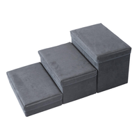 Escaleras Plegables de 3 Niveles para Mascotas con Caja de Almacenamiento, Escalera Antideslizante para Perros y Gatos para Cama, Sofá, Ventana, Escalones Portátiles para Mascotas Pequeñas