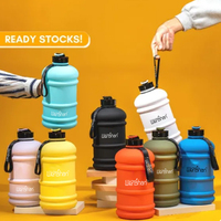 Bouteille d'eau de motivation en plastique de 1,3 L, grande bouteille d'eau de sport pour la salle de sport, avec poignée pour l'entraînement sportif