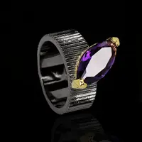 Gioielli di moda KYRA01656 anello di pietre preziose ametista placcato oro antico per le donne