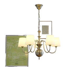 Lámpara colgante redonda LED E26 de estilo vintage francés, dorada, con múltiples cabezales, para dormitorio, sala de estar, estudio. - Product Image 5