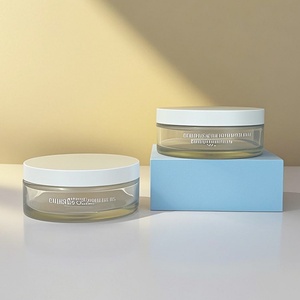 Custom Printed 100g Glass Jar Straight Round Wide Mouth Facial <b>Scrub</b> Cosmetic Glass Jar with Plastic Lid for Face Cream - Product Image 3